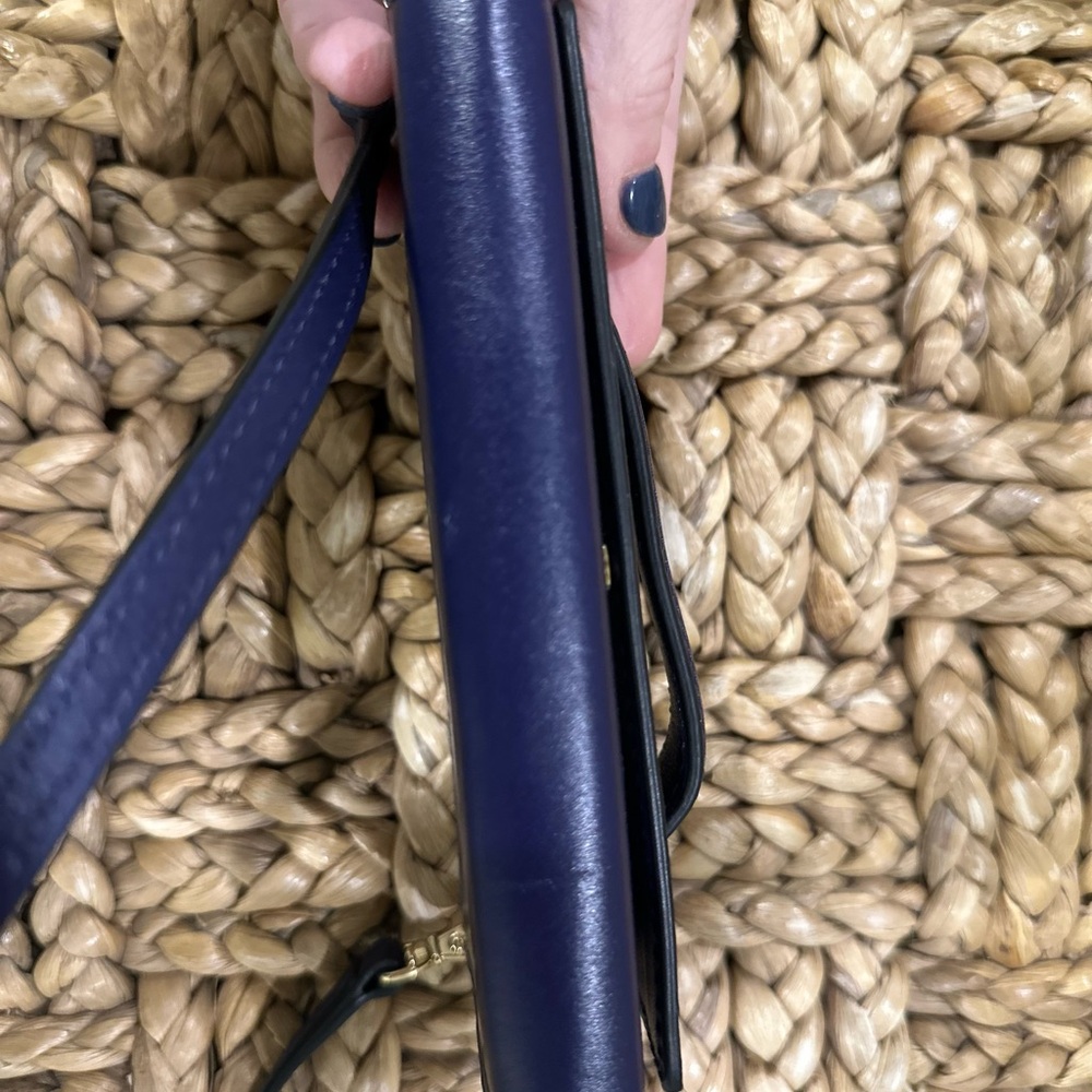 HENRI BENDEL Blue Leather Crossbody Wallet/Phone Purse - Picture 7 of 10
